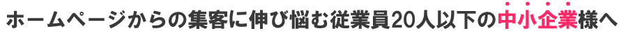 ホームページからの集客に伸び悩む従業員20人以下の中小企業様へ