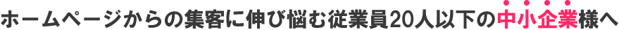 ホームページからの集客に伸び悩む従業員20人以下の中小企業様へ